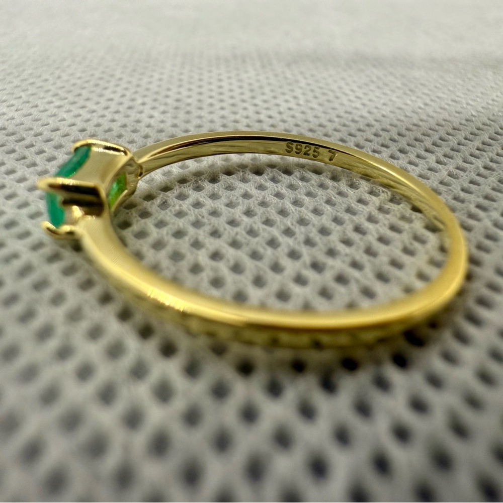 New Gold-Plated Sterling Silver Tourmaline Ring, Size 7 - Picture 2 of 4